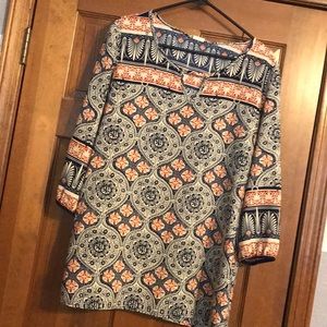 Orange and blue blouse